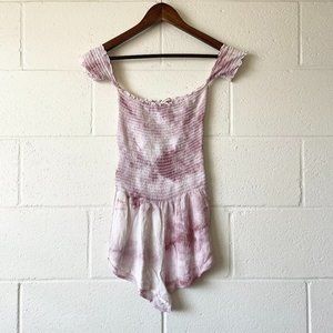 Better Be Smocked Off The Shoulder Tie Dye Hippie Casual Romper Women's Small